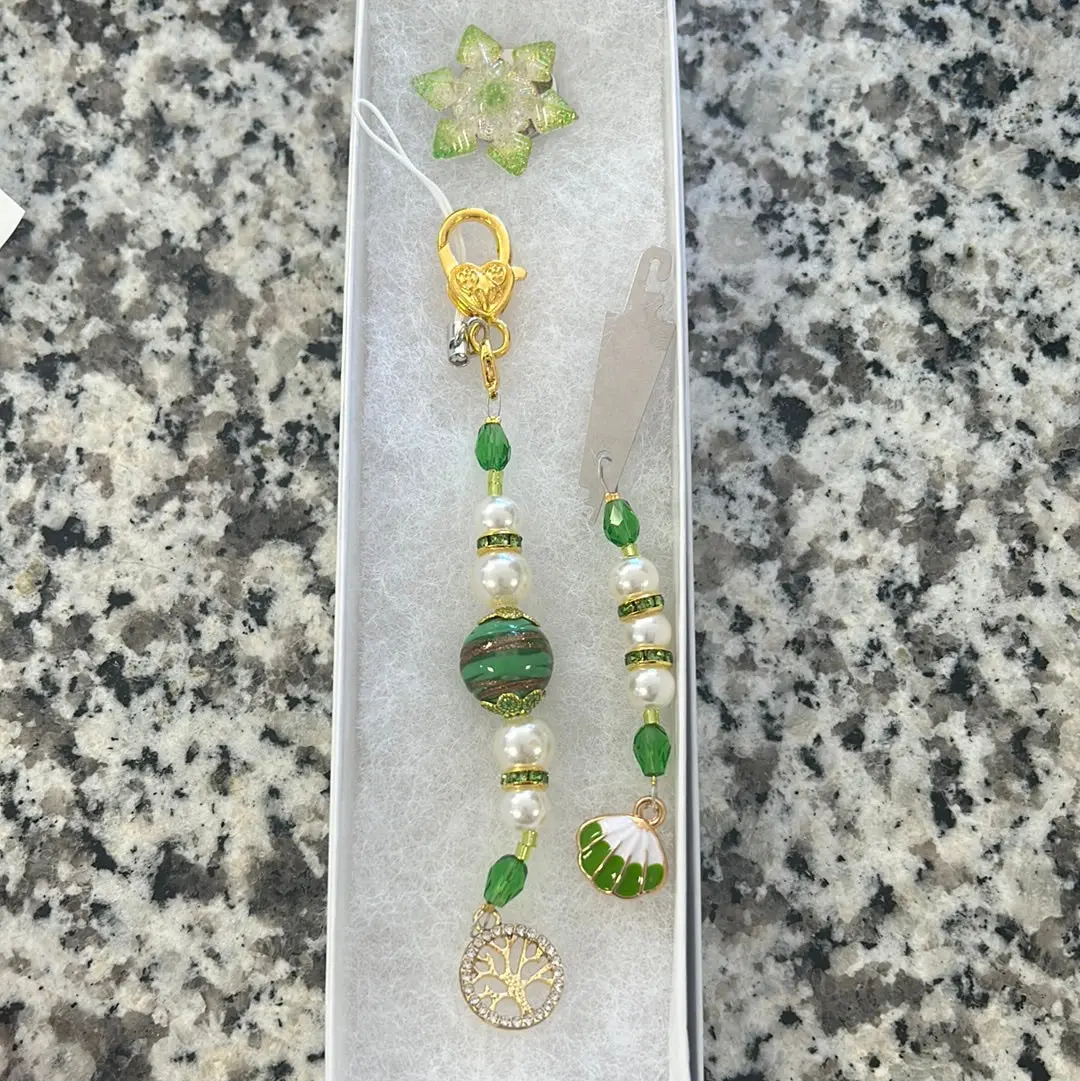 Green Snowflake Scissor Fob Set 1