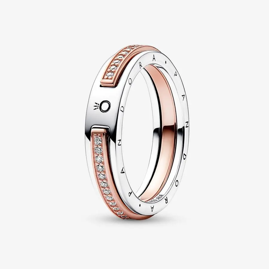 Pandora Signature Two-Tone Logo & Pavé Ring 1