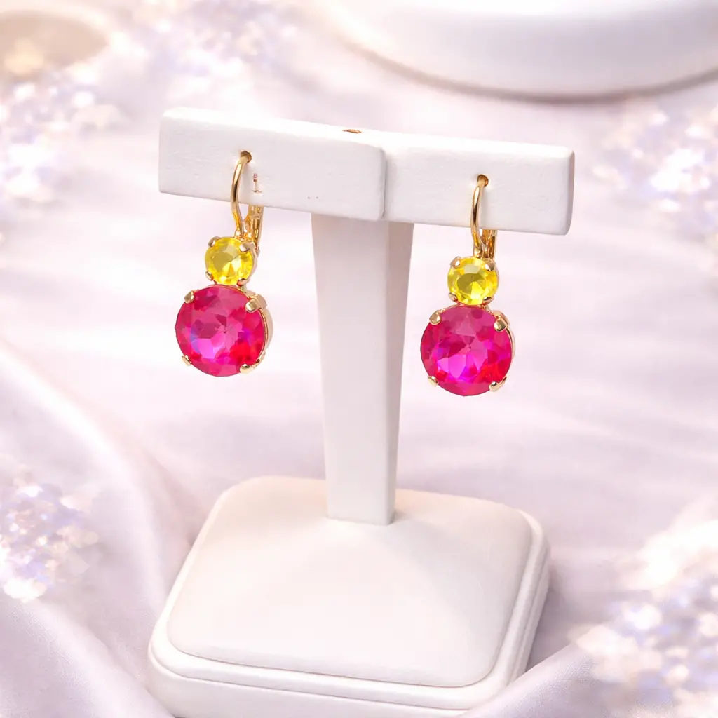 Mariana Earring E-1037R/30-141168-Yg6 Pink & Yellow Sunset 1