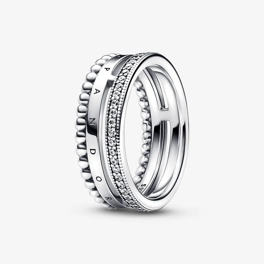 Pandora Signature Logo Pavé & Beads Ring 1