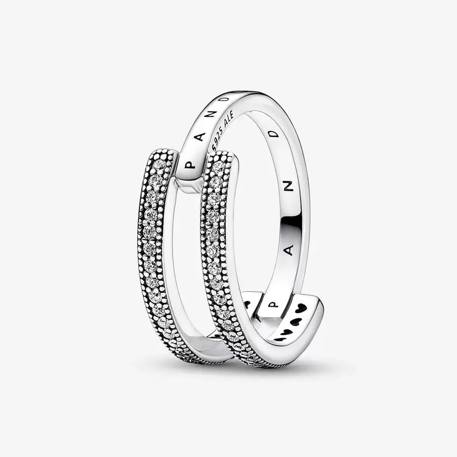 Pandora Signature Logo & Pavé Double Band Ring 1