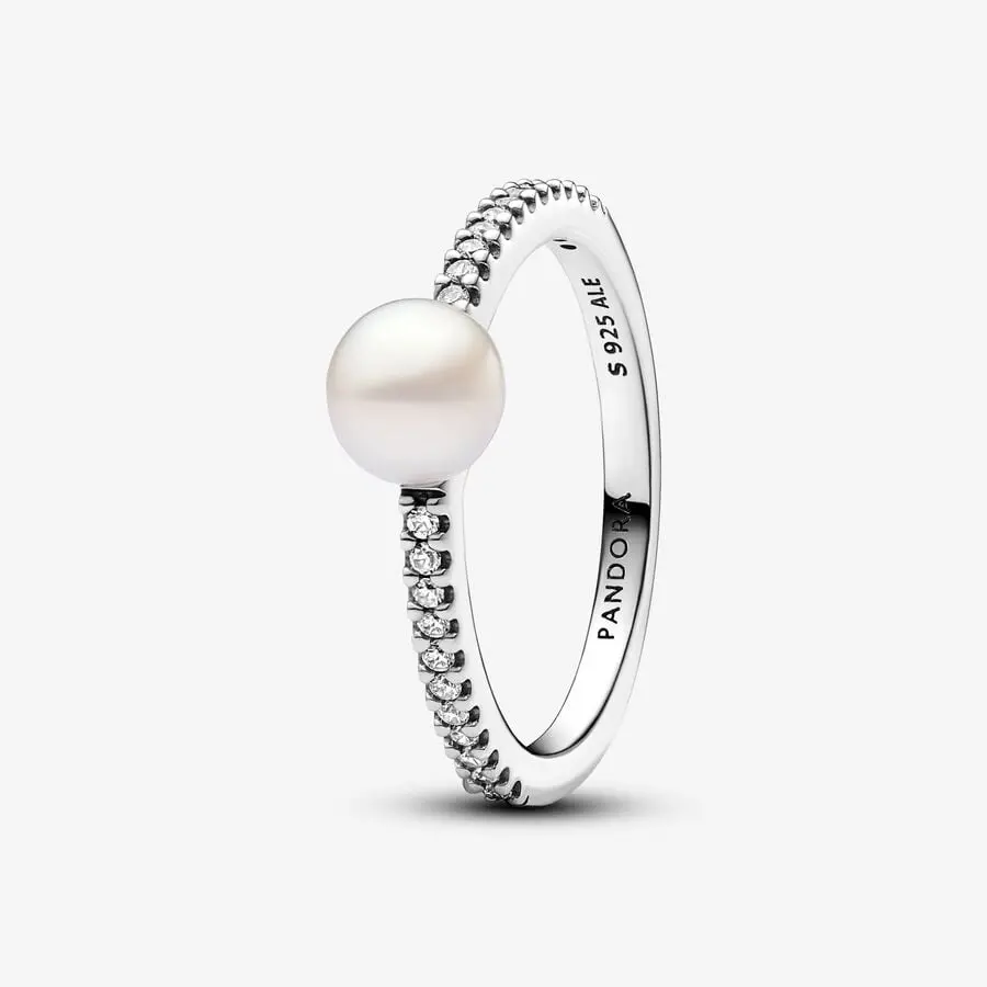 Treated Freshwater Cultured Pearl & Pavé Ring 1