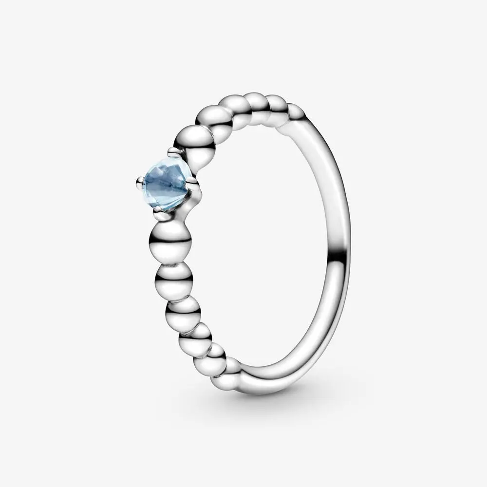 Water Blue Beaded Crystal Ring 1
