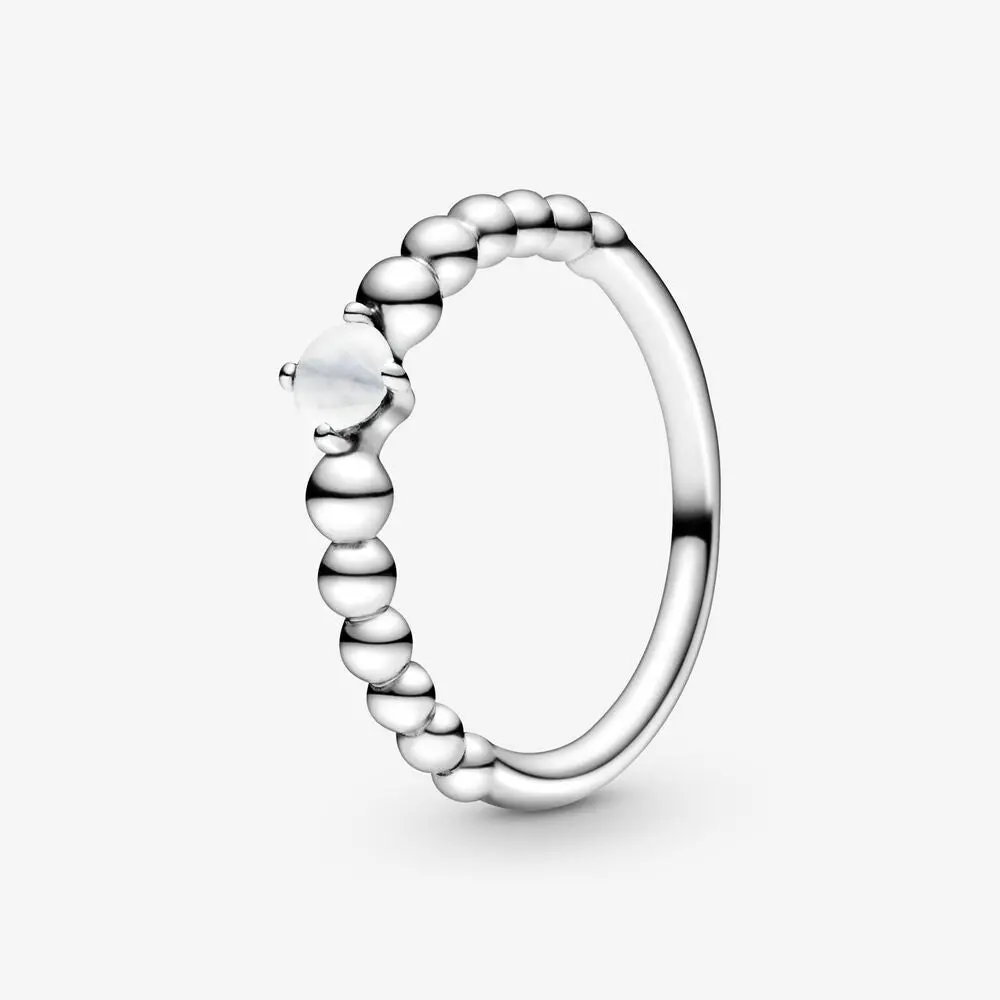 Milky White Beaded Crystal Ring 1