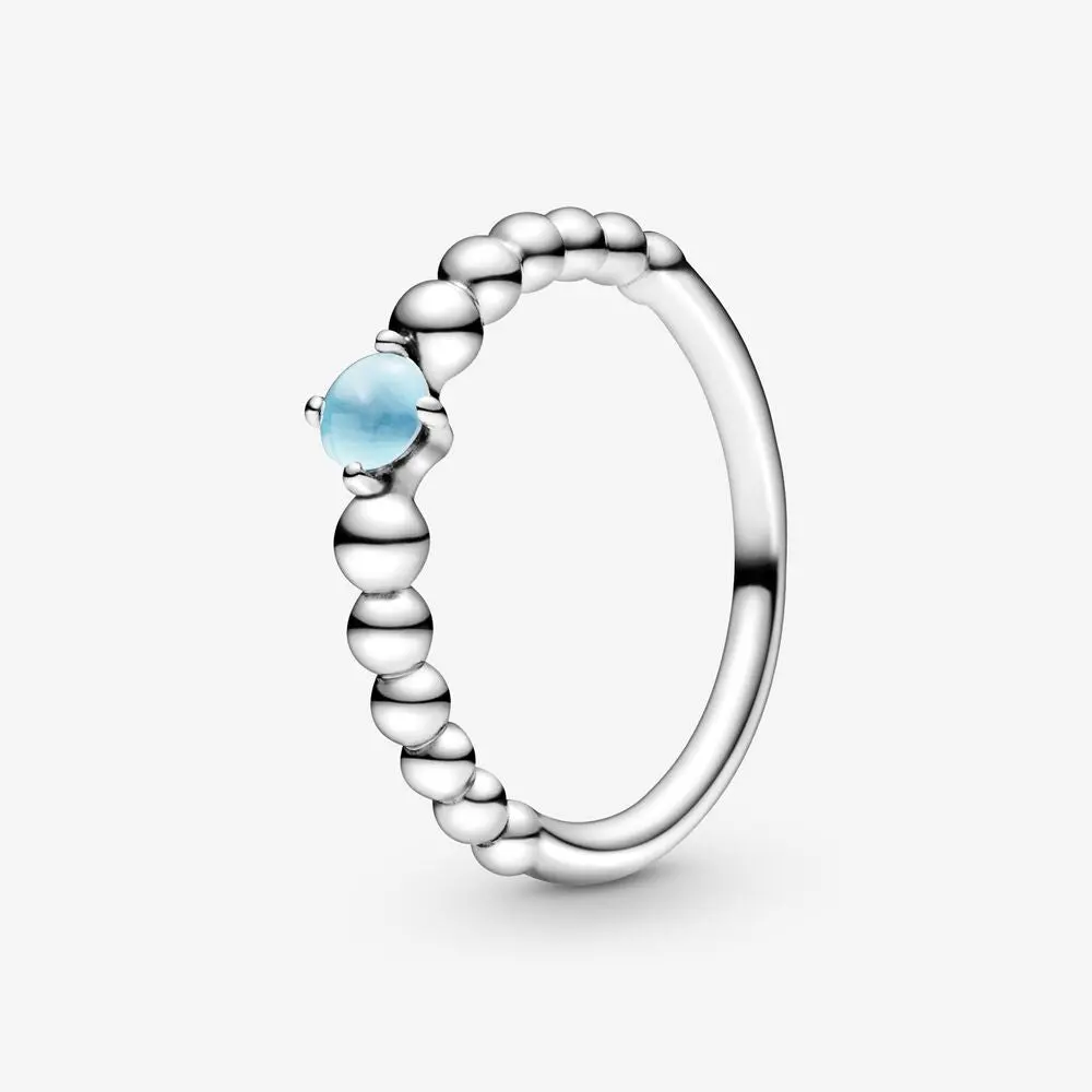 Sky Blue Beaded Crystal Ring 1