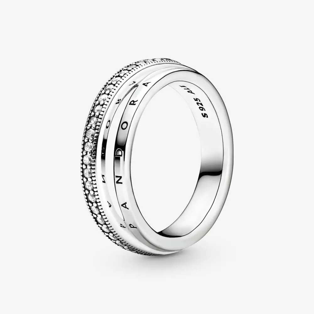 Pandora Triple Band Pave Sterling Ring 1