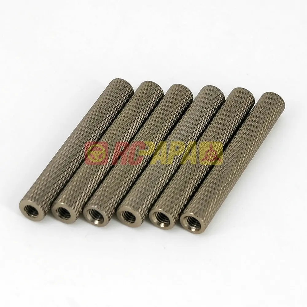 M3x35mm Round Aluminium Knurled Standoffs Spacer V2 Titanium (6Pc) 1