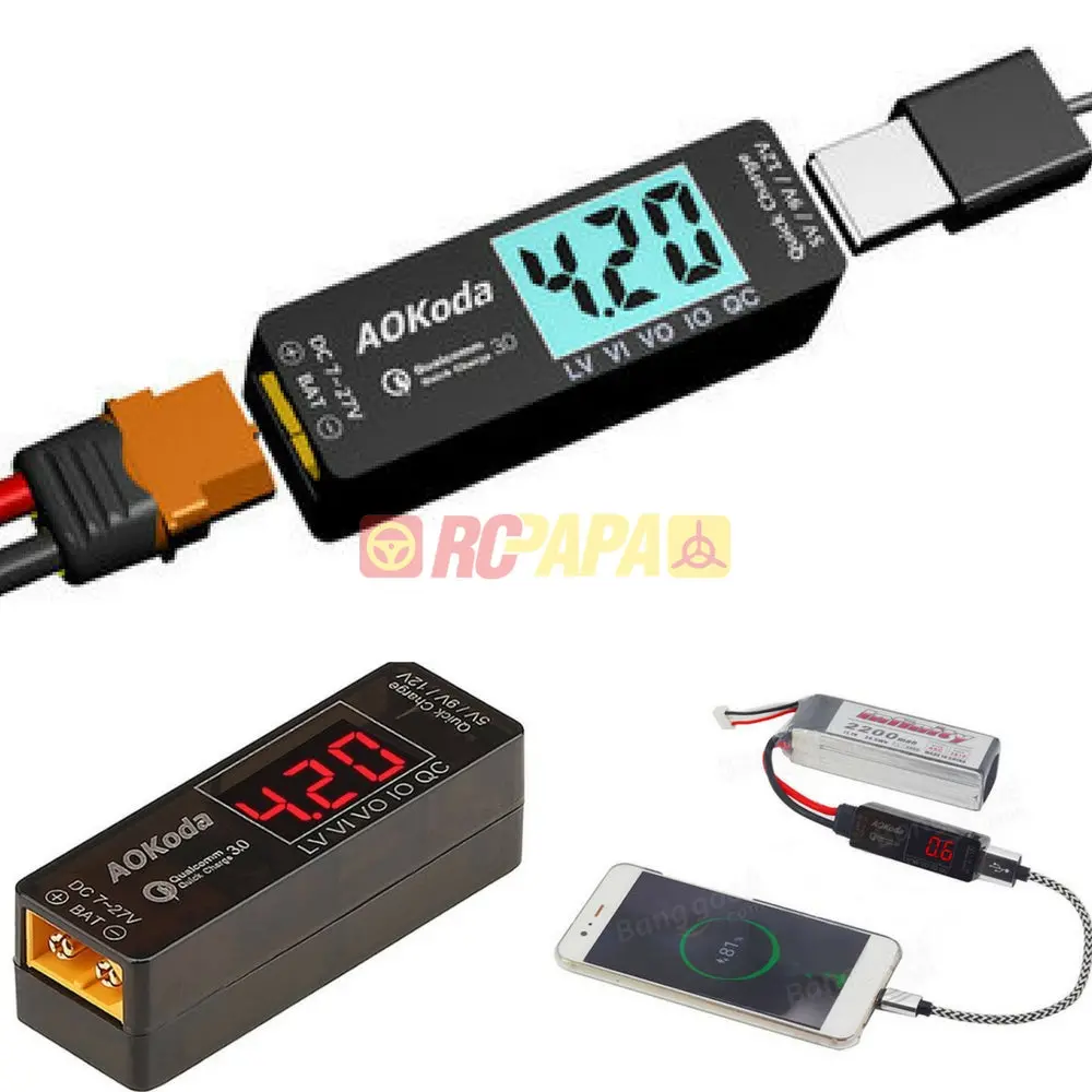 Aokoda Qc3.0 Lipo Xt60 / Usb Charger Adapter 1