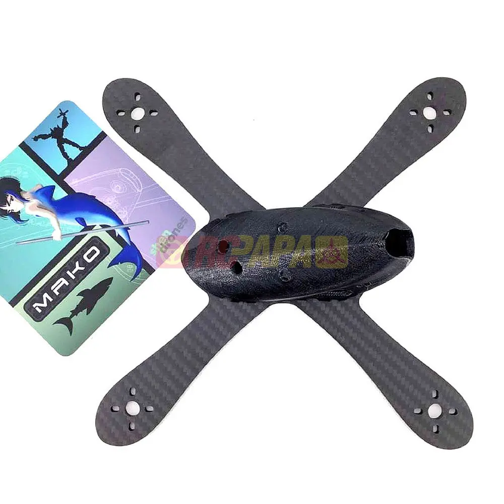 Shendrones Mako 5" 225Mm X Quad Carbon Fiber Frame & Canopy (Black) 1