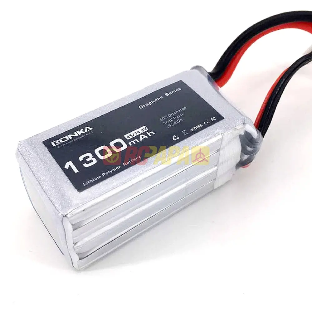 Bonka Graphene Series 1300Mah 80C 14.8V 4S Lipo Battery 1