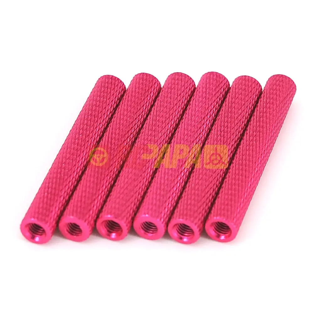 M3x35mm Round Aluminium Knurled Standoffs Spacer V2 Pink (6Pc) 1