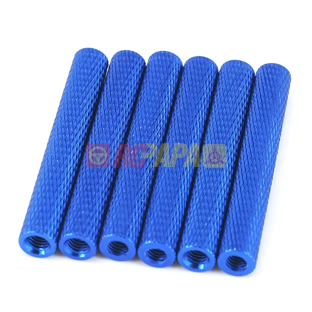 M3x35mm Round Aluminium Knurled Standoffs Spacer V2 Blue (6Pc) 1