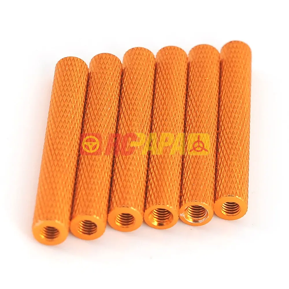 M3x35mm Round Aluminium Knurled Standoffs Spacer V2 Orange (6Pc) 1
