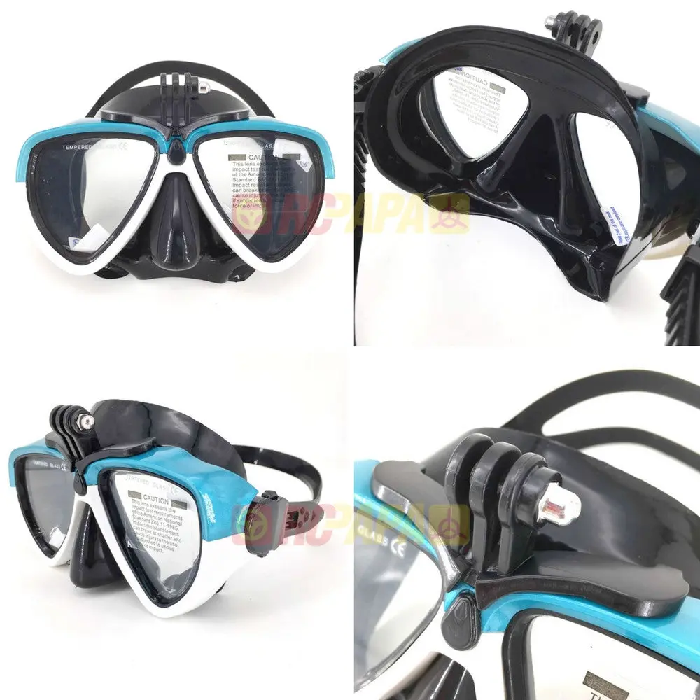 Half Face Snorkeling Mask For Surface Scuba Diving With Gopro Mount (White/Blue) 1