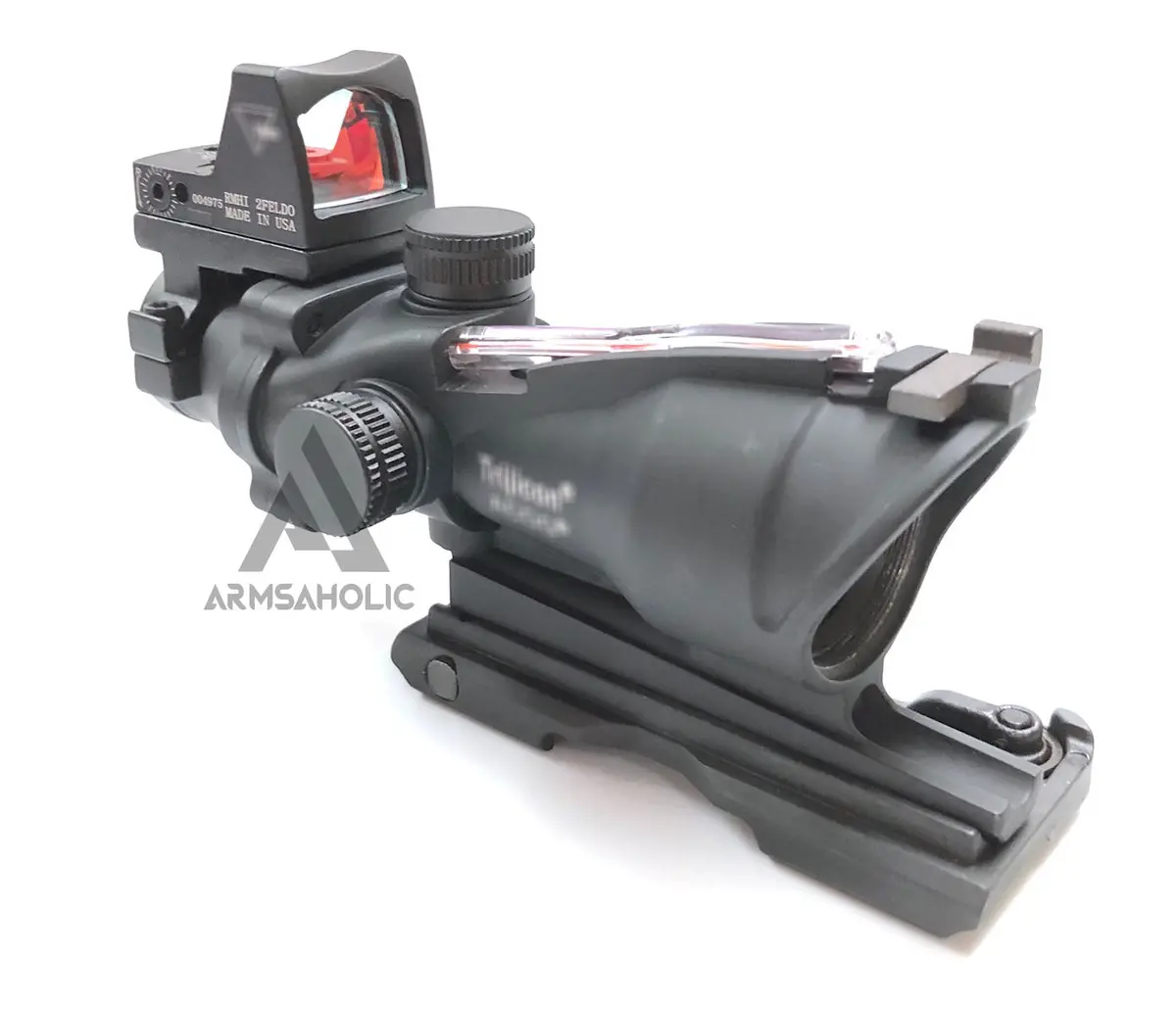 Acm Aco 4X32 Red Fiber Scope With Rmr Sight A-Style Mount  (Black) For Tactical Airsoft 1