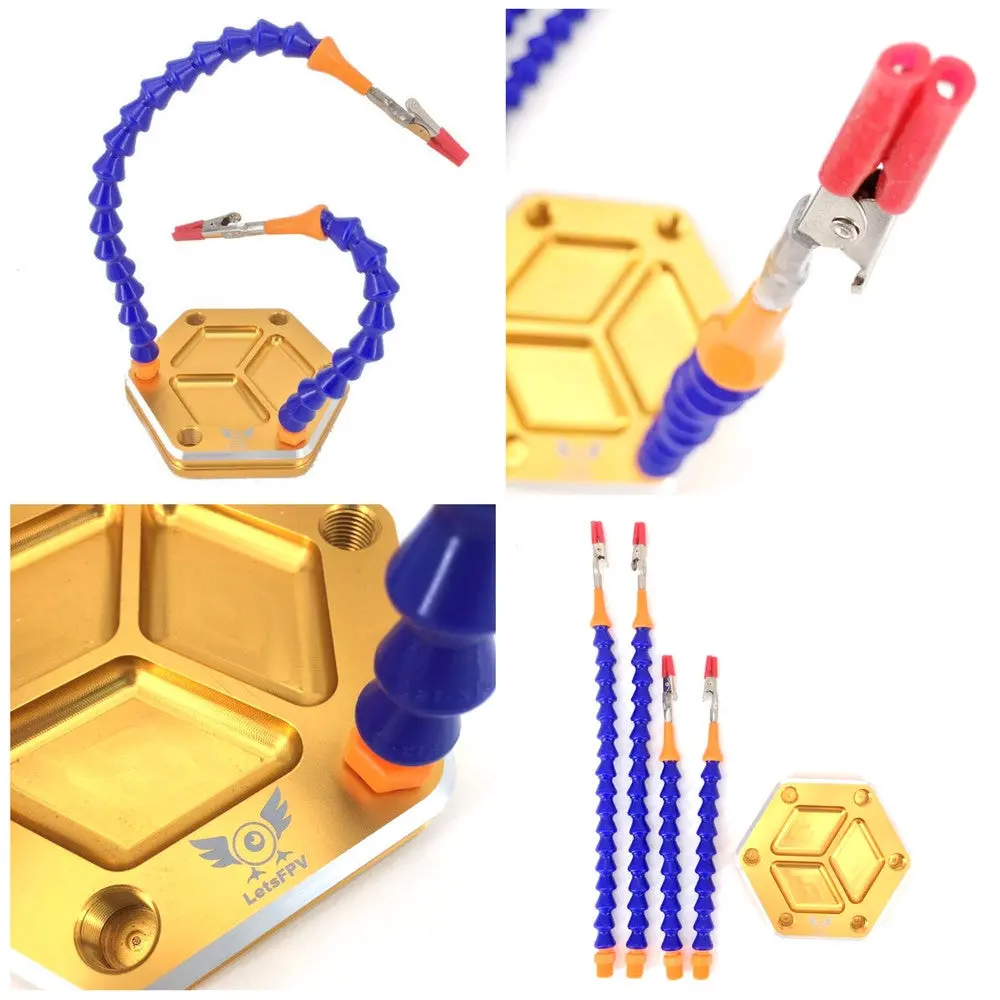 Soldering Stand Bendable Third Hand Loc Line Alligator Clip (Golden) 1
