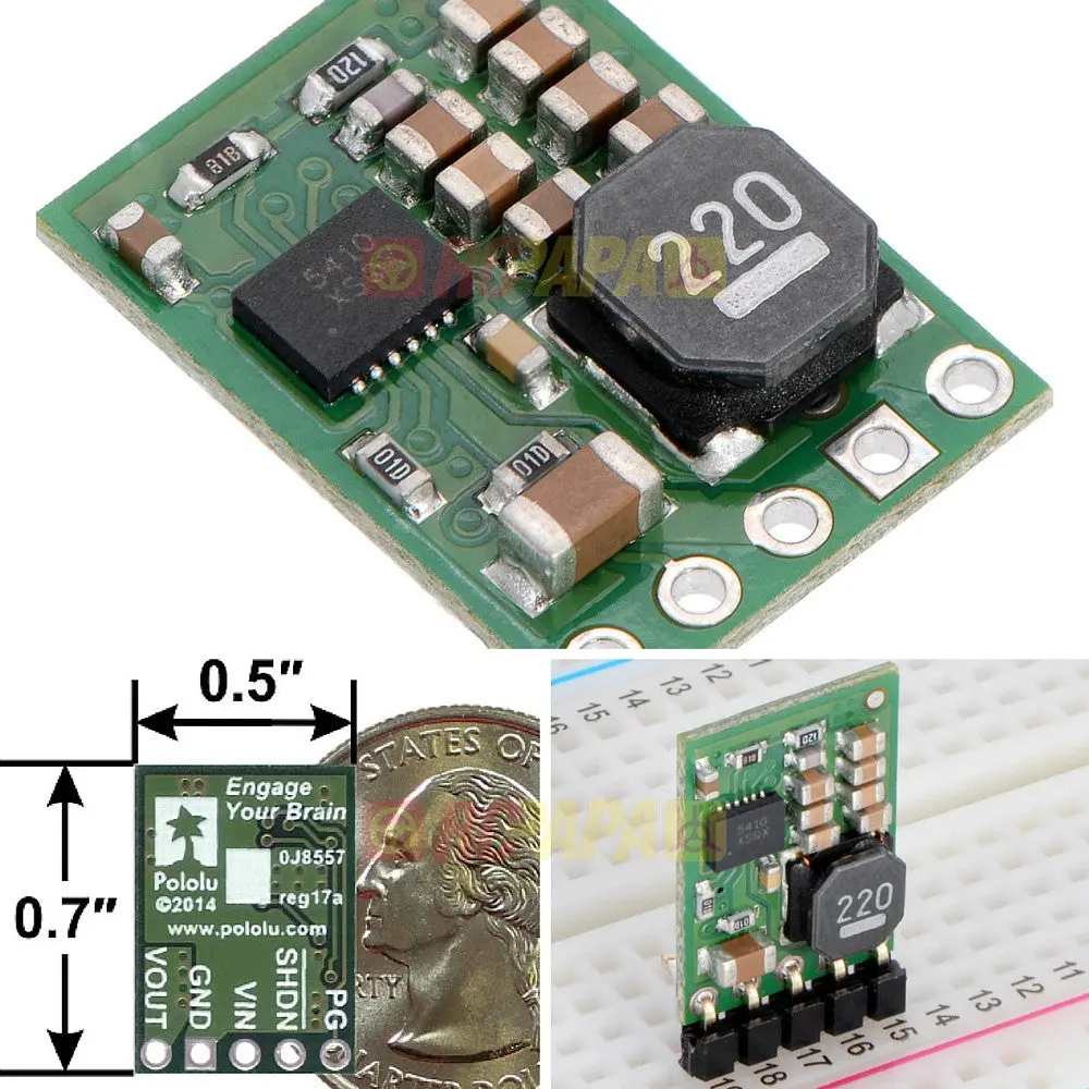 Pololu 12V 1A Step-Down Voltage Regulator D24v10f12 1
