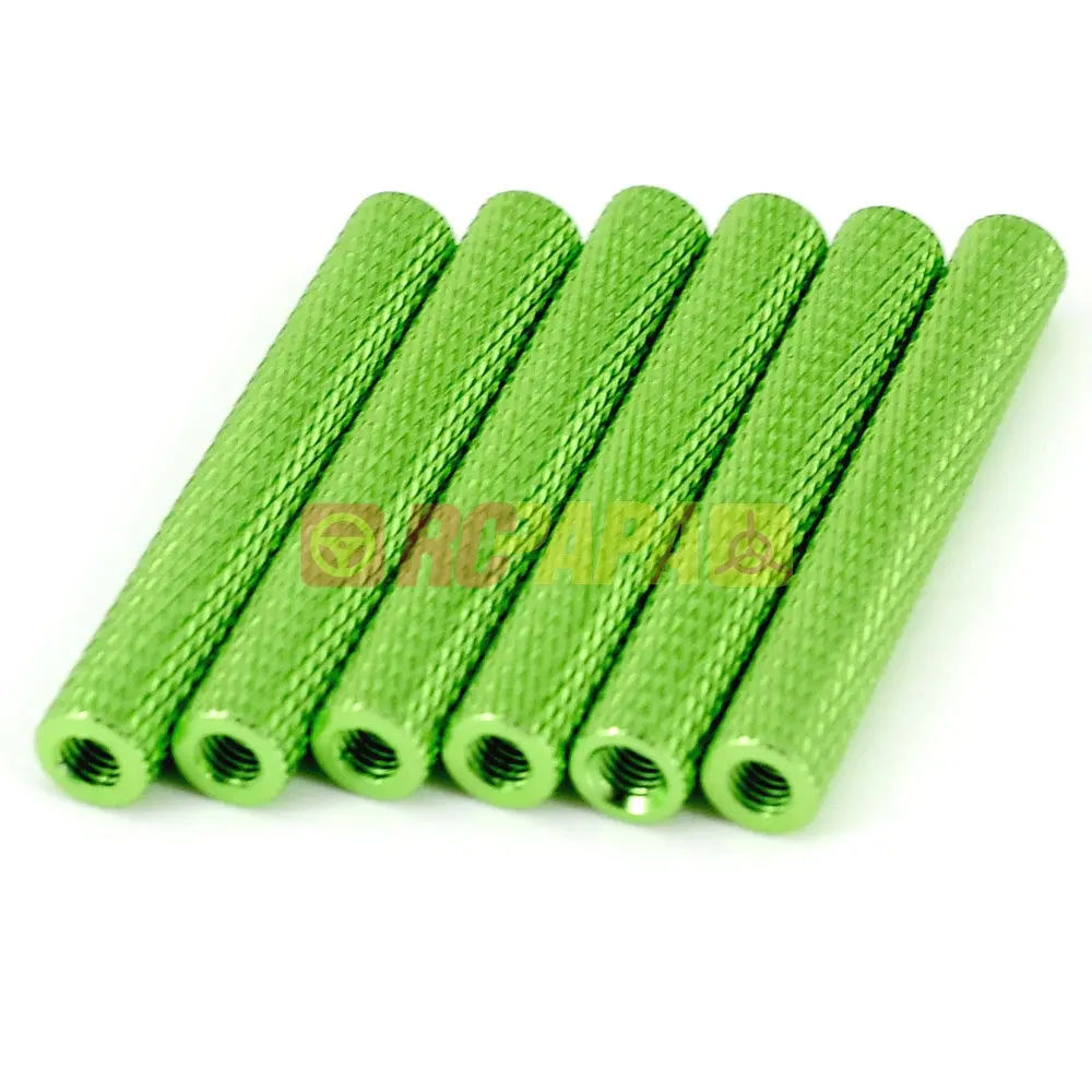 M3x35mm Round Aluminium Knurled Standoffs Spacer V2 Green (6Pc) 1