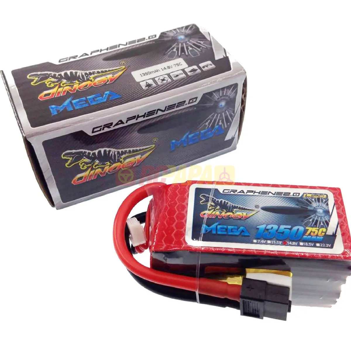 Dinogy Mega Graphene 2.0 14.8V 4S 1350Mah 75C Lipo Battery 1