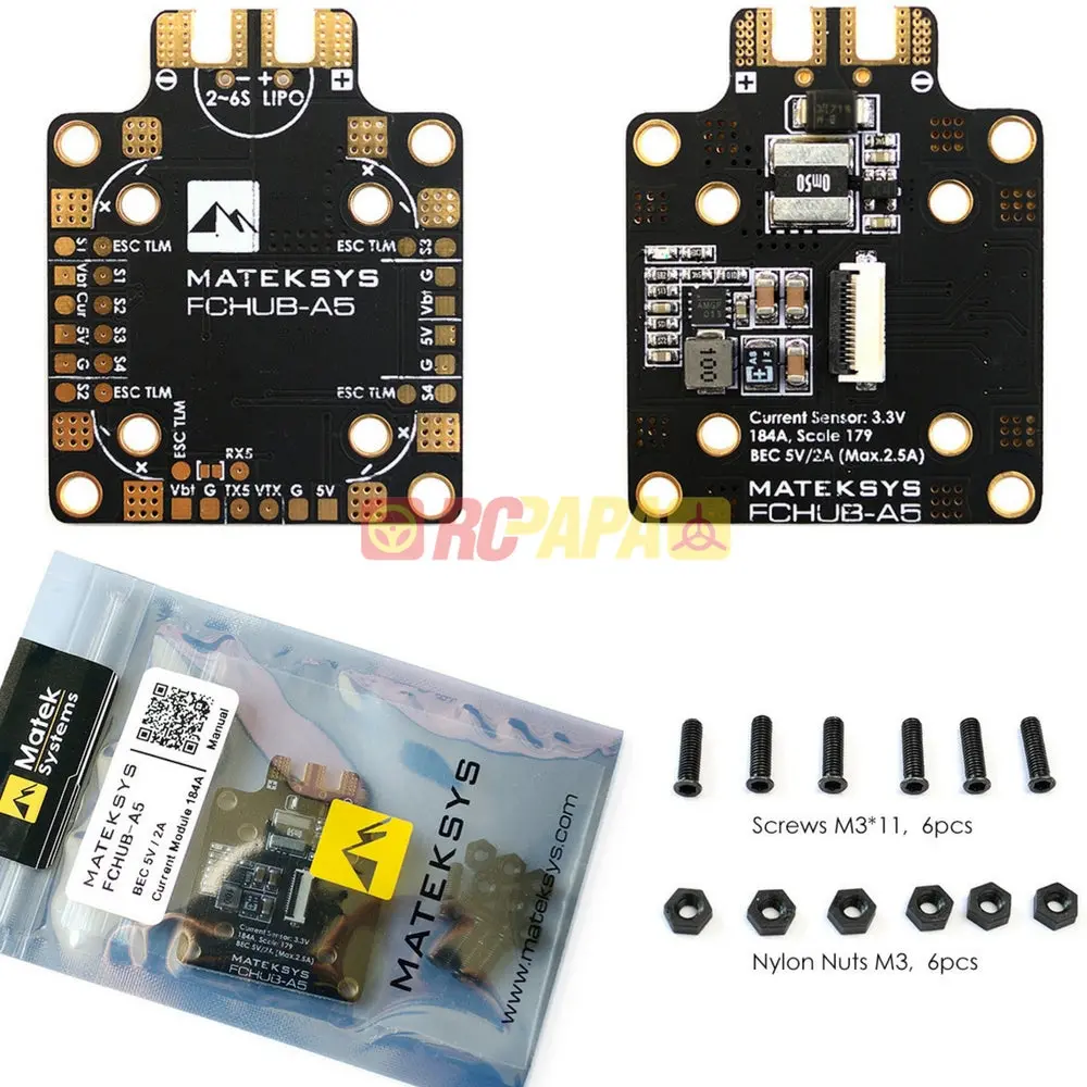 Matek Fchub-A5 W/ Current Sensor 184A Bec 5V 2A 1