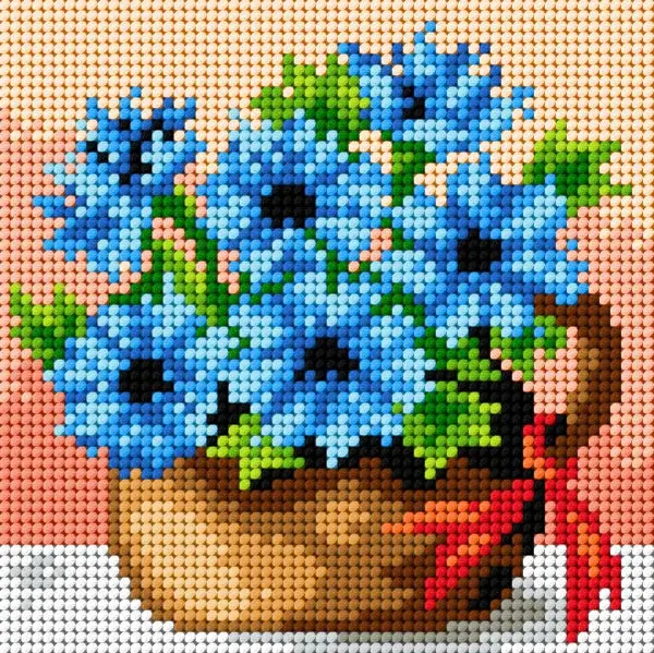 Basket Of Cornflowers Needlepoint Canvas 1