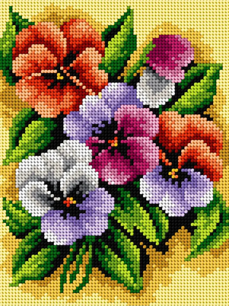 A Bunch Of Pansies Needlepoint Canvas 1