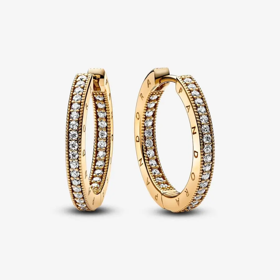 Pandora Signature Logo & Pavé Hoop Earrings 1