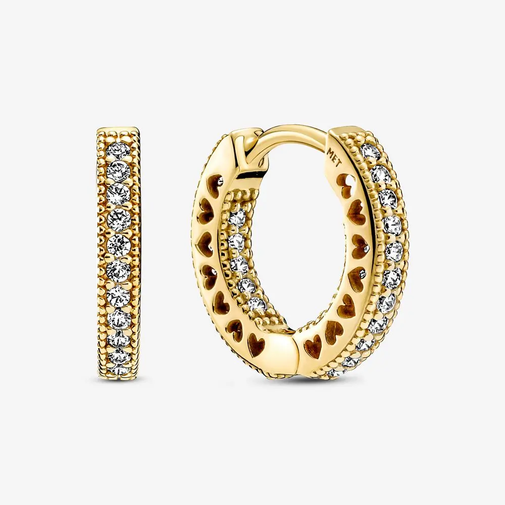 Pavé Heart Hoop Earrings 1