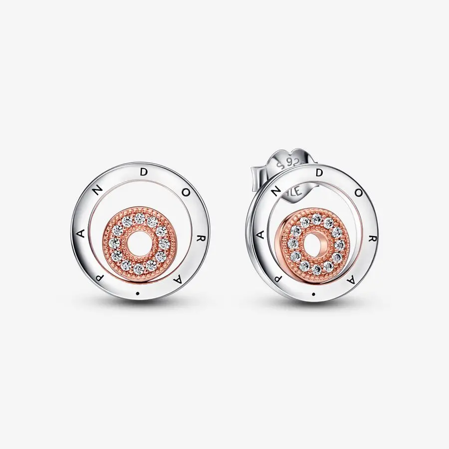 Pandora Signature Two-Tone Logo Circles Stud Earrings 1