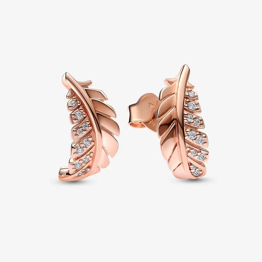 Floating Curved Feather Stud 1