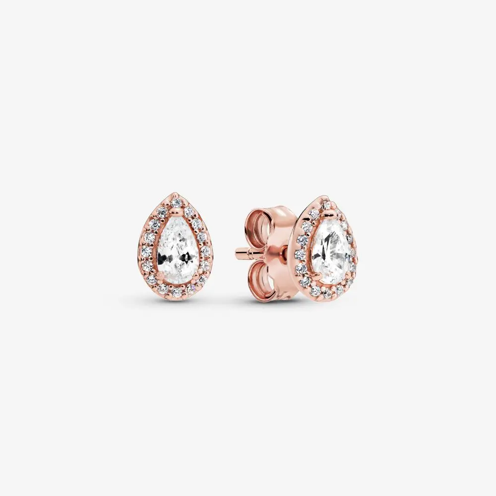 Teardrop Halo Stud Earrings 1