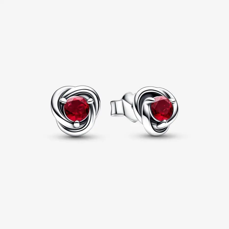 Eternity Circle Stud Earrings | July True Red 1
