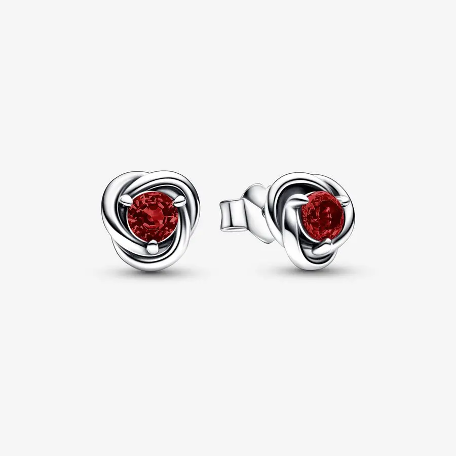 Eternity Circle Stud Earrings | January Garnet 1