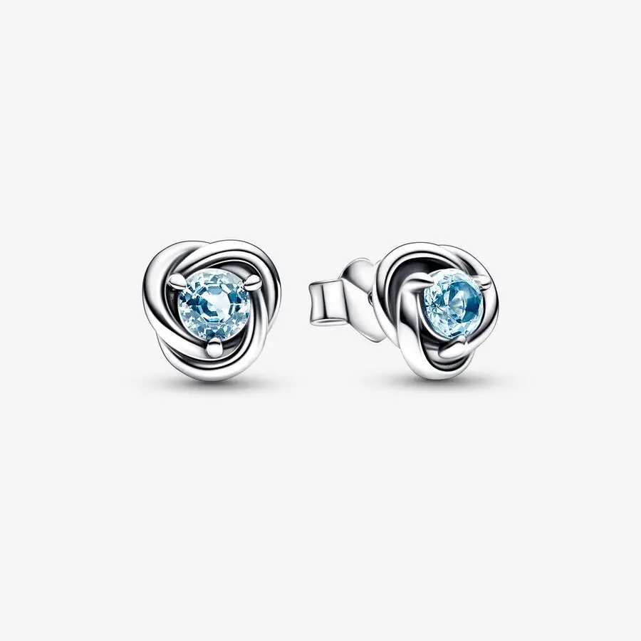 Eternity Circle Stud Earrings | March Sea Aqua Blue 1