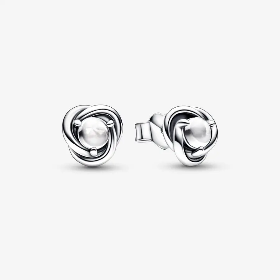Eternity Circle Stud Earrings | April Clear 1