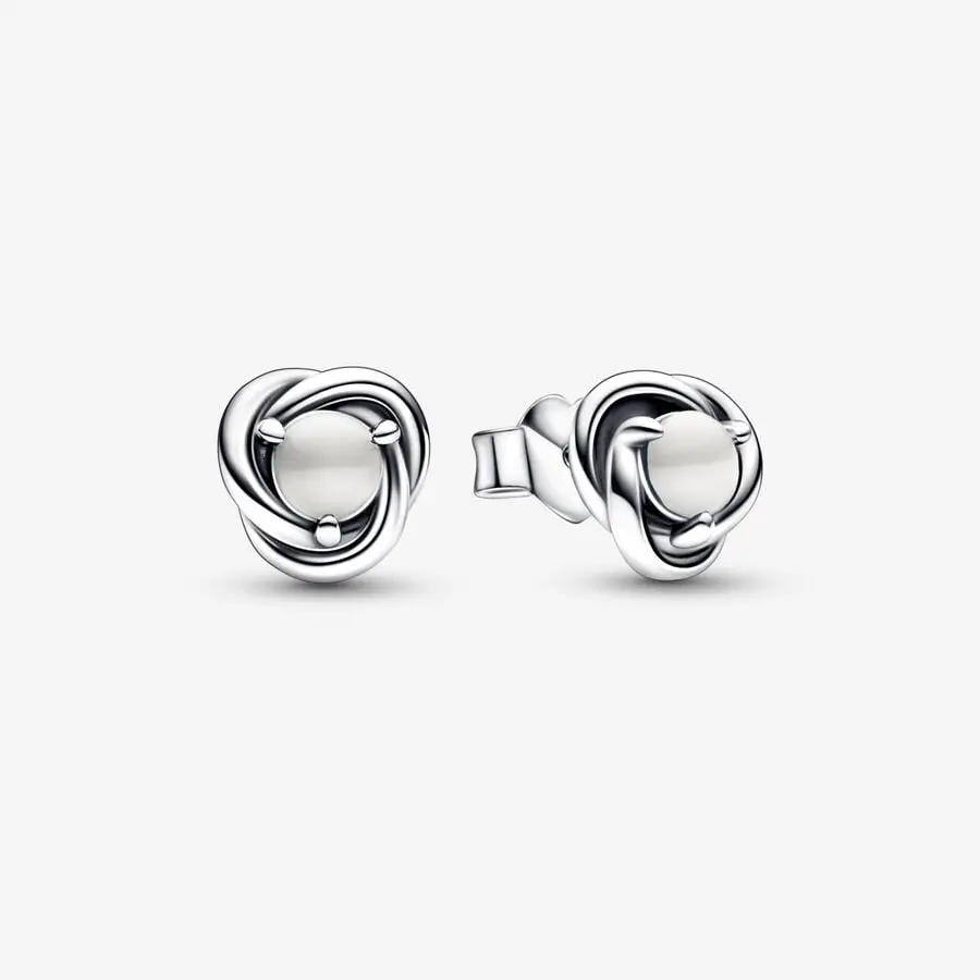 Eternity Circle Stud Earrings | June White 1