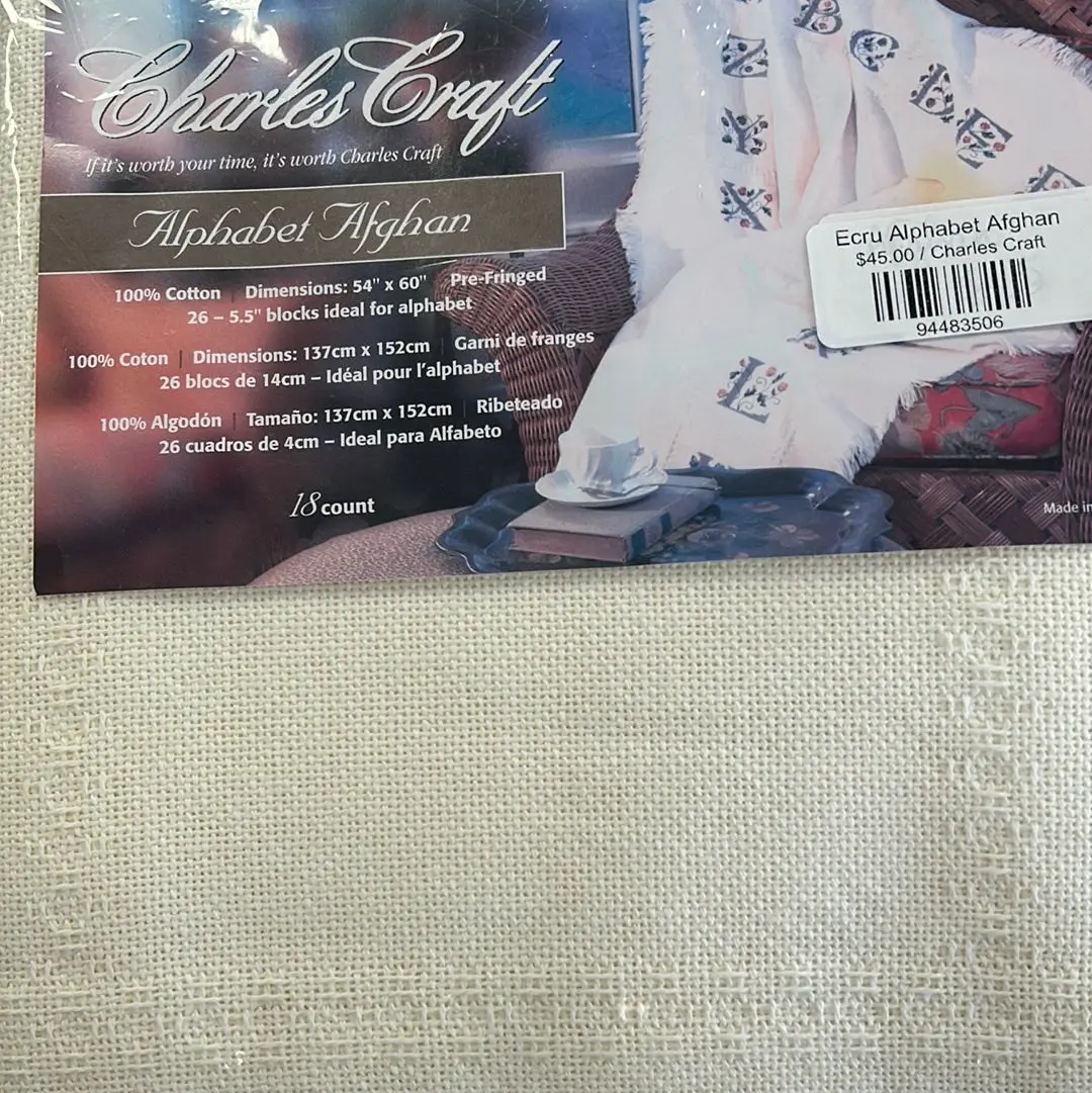 Ecru Alphabet Afghan 1