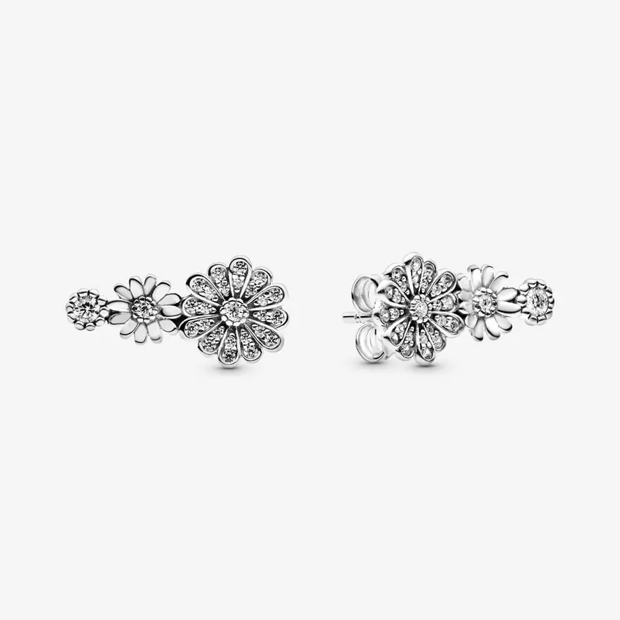 Sparkling Daisy Flower Trio Stud Earrings 1