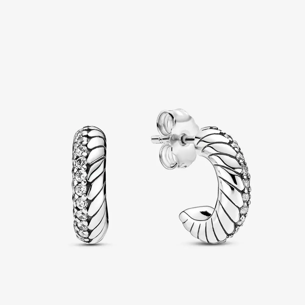 Pave Snake Chain Pattern Mini Hoop 1