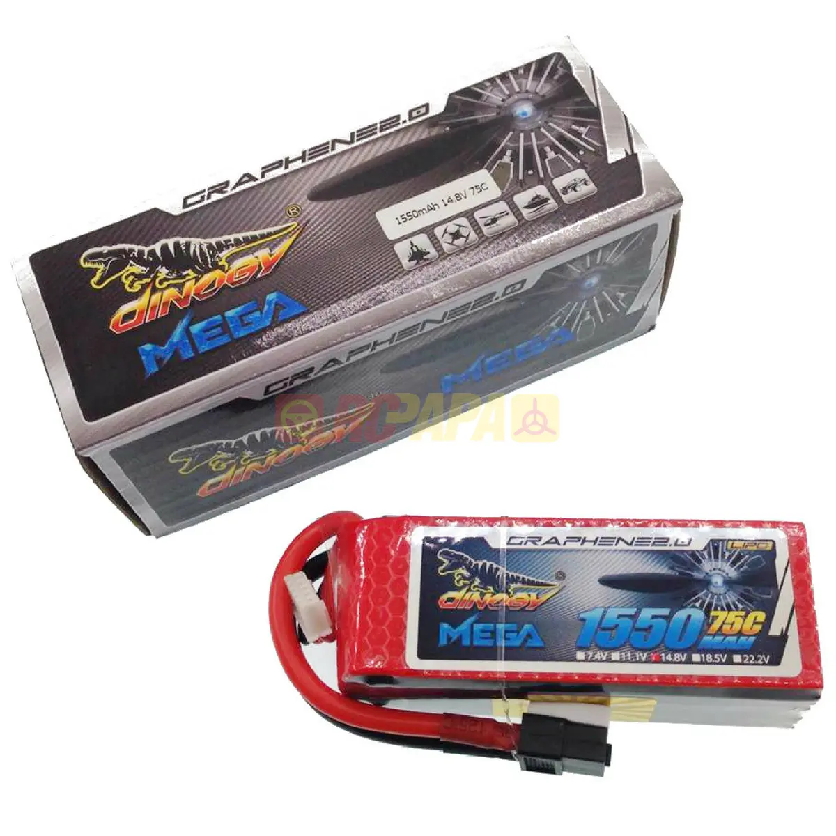 Dinogy Mega Graphene 2.0 14.8V 4S 1550Mah 75C Lipo Battery 1