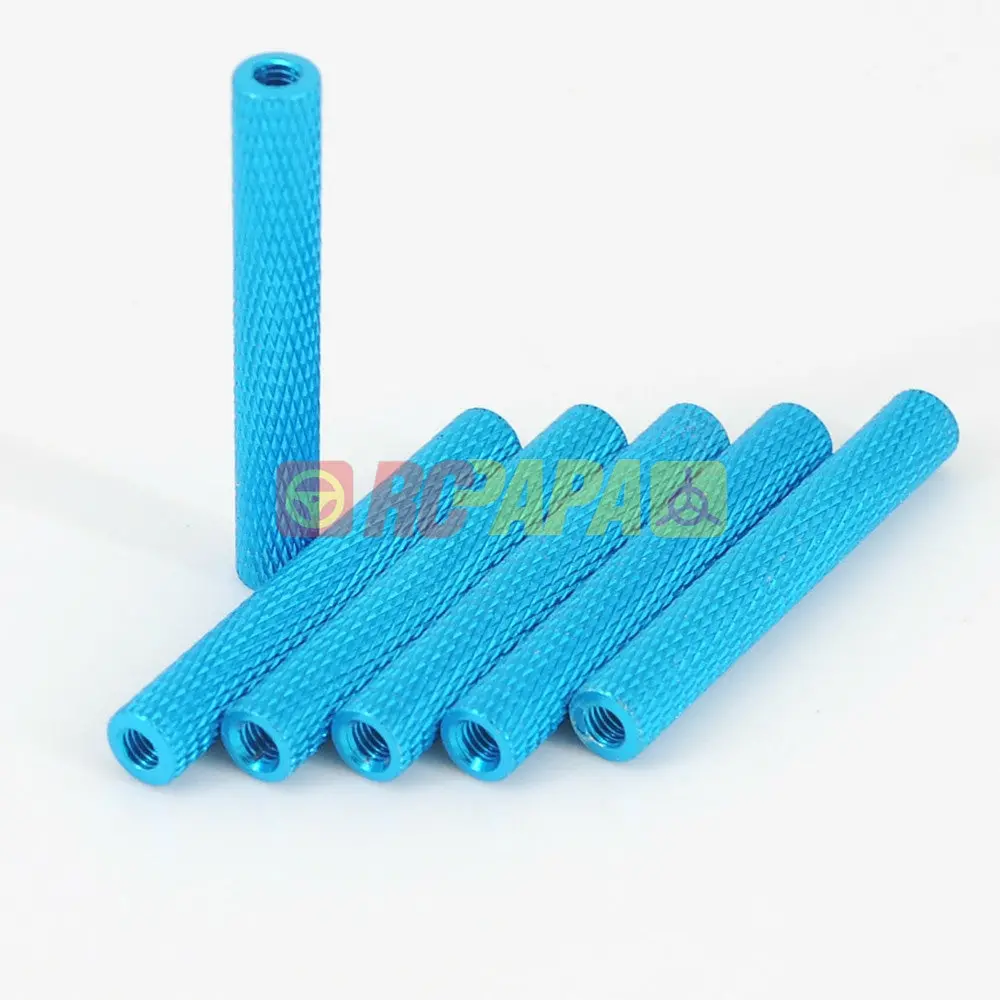 M3x35mm Round Aluminium Knurled Standoffs Spacer V2 Light Blue (6Pc) 1