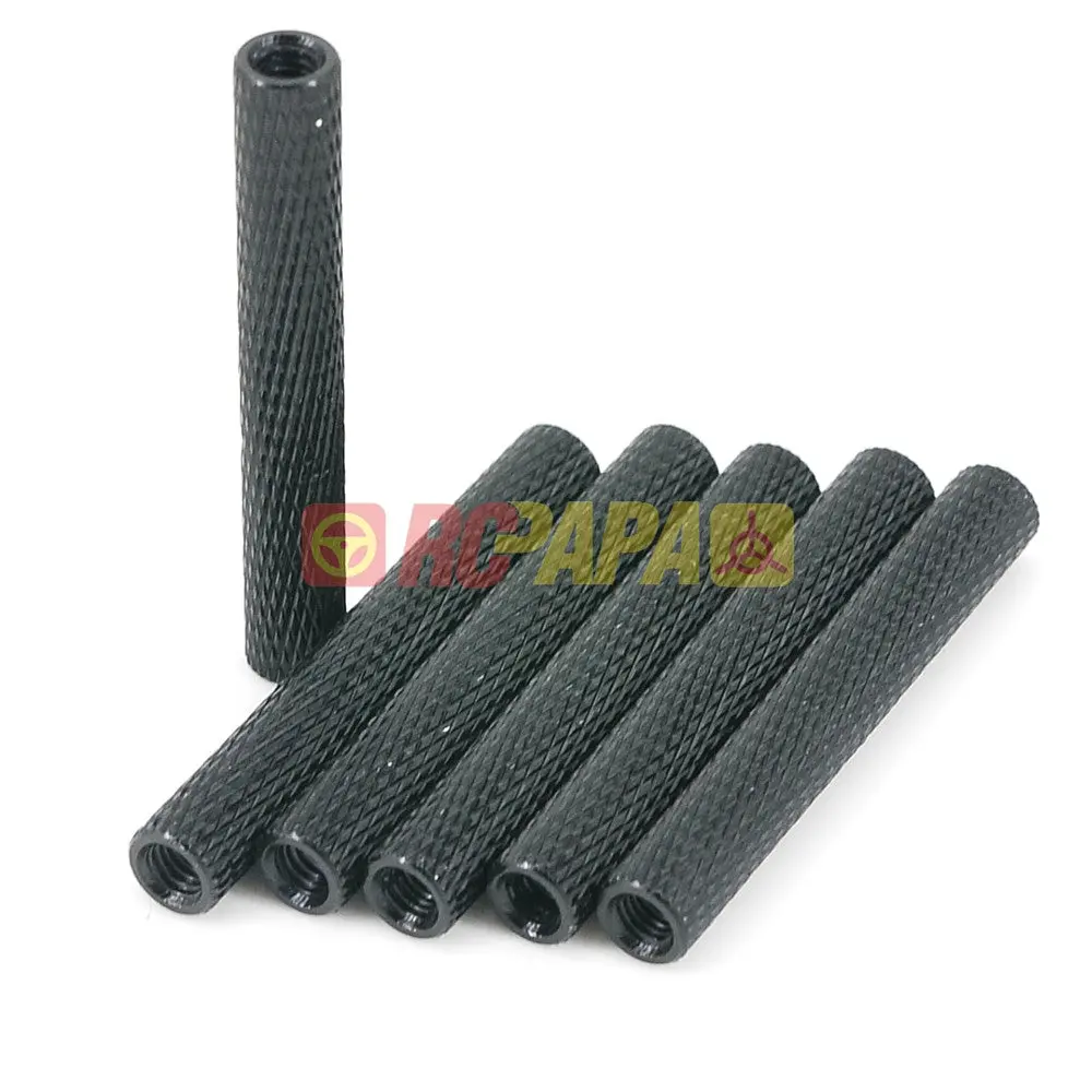 M3x35mm Round Aluminium Knurled Standoffs Spacer V2 Black (6Pc) 1