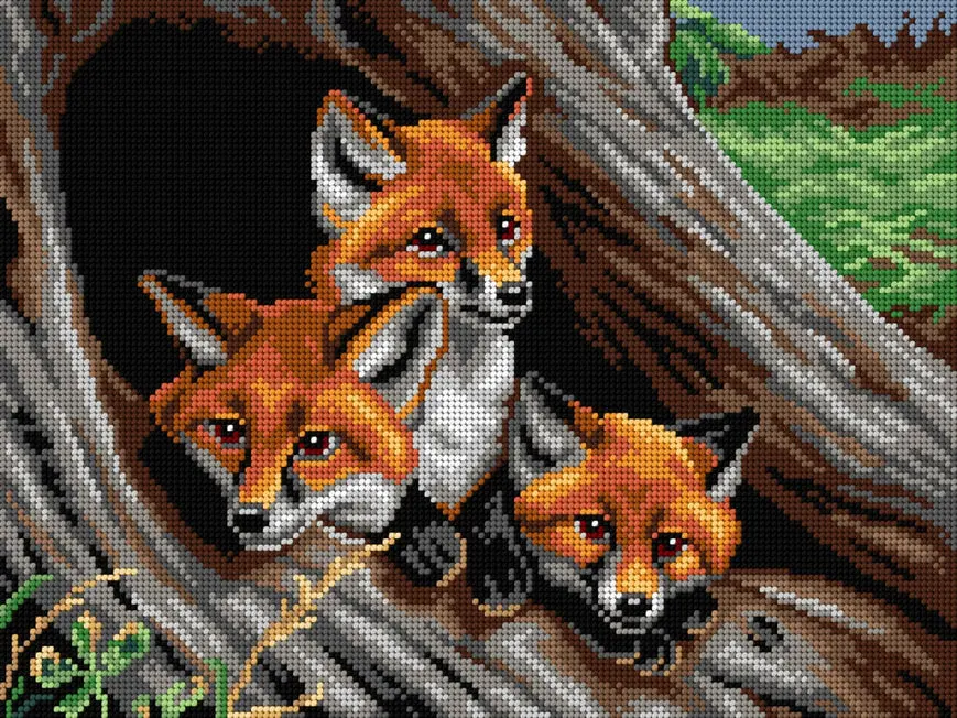 Young Foxes Needlepoint Canvas 1
