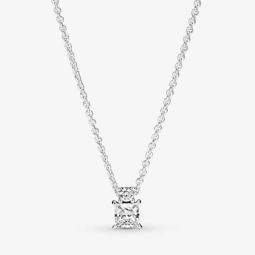 Sparkling Collier Round & Square Pendant Necklace 1