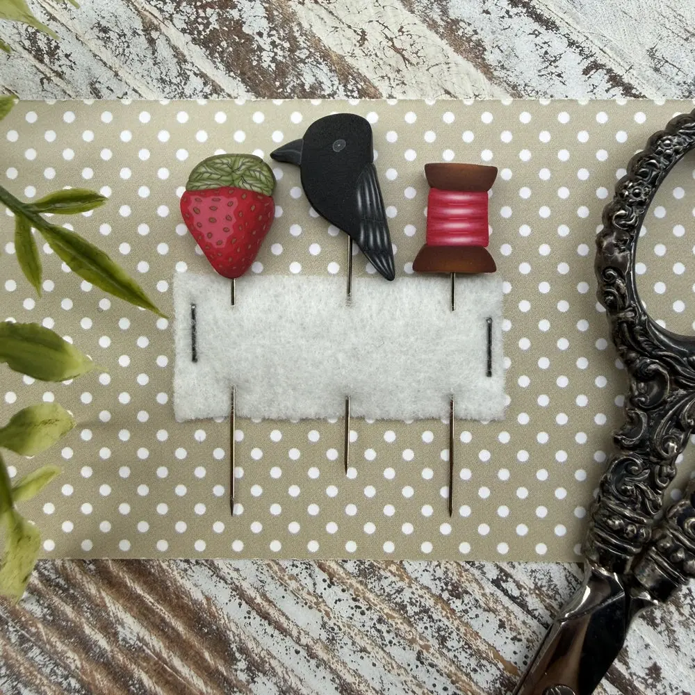 Strawberry And Thread Pin Set 1