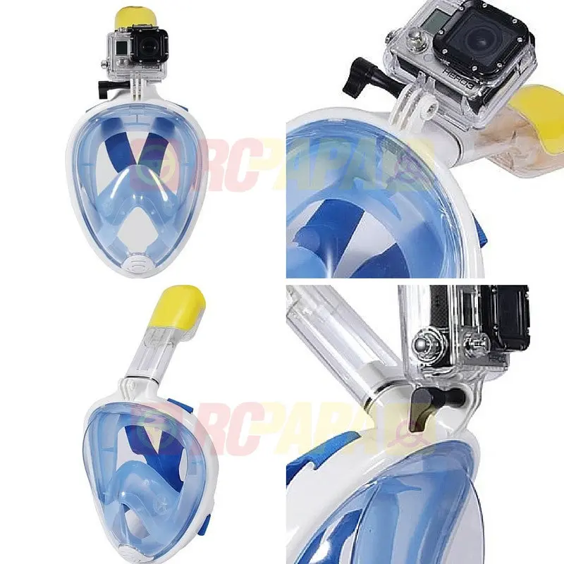 Snorkeling Full Face Mask With Gopro Mount Blue For Surface Diving Snorkel Scuba 1