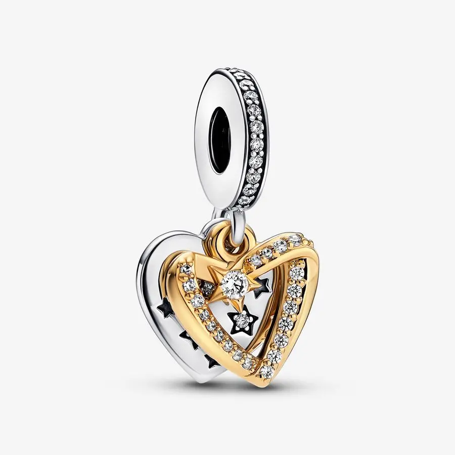 Shooting Star Hearts Double Dangle Charm 1