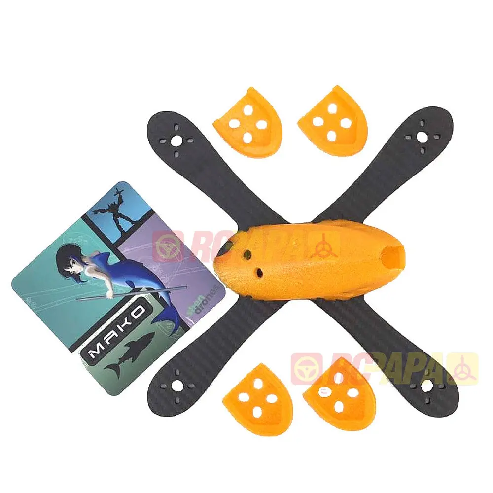 Shendrones Mako 5" 225Mm X Quad Carbon Fiber Frame & Canopy (Orange) 1
