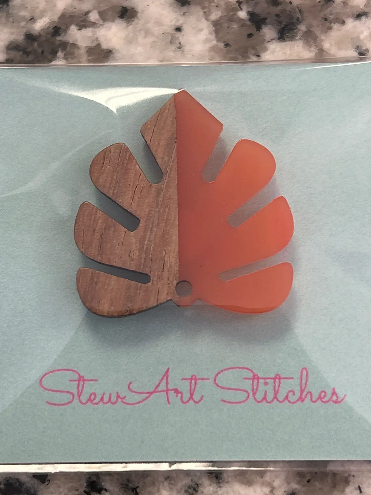 Orange Wood Leaf Needle Minder 1