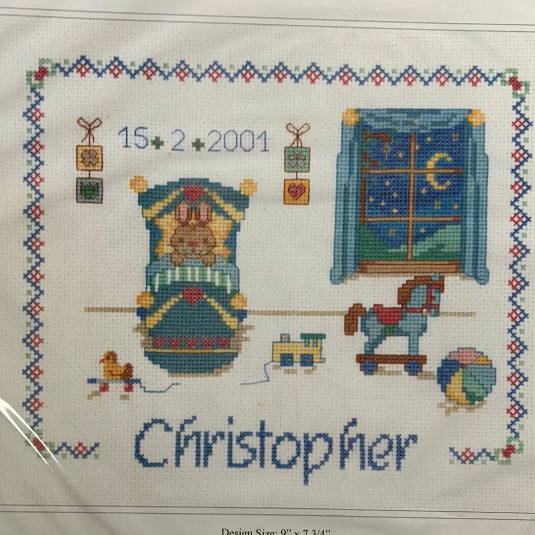 Sleepy Bunny Birth Sampler 1